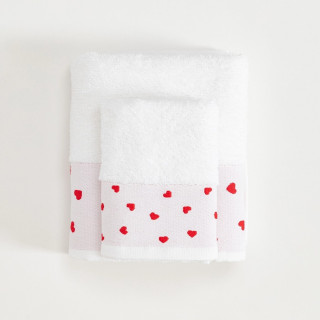 Stefan set peškira bela 30x50 i 50x90, crveno srce 