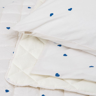 Stefan prekrivač dezen-frotir plavo srce, 200x200 