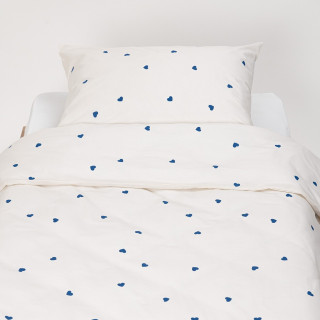 Stefan posteljina 2/1 bež sa plavim srcem, 140x200 