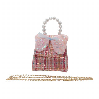 Lillo&Pippo torbica sa perlama i mašnom roze 