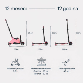 Smarttrike Xtend guralica/trotinet 4u1 roze 