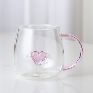 Cute&Cool HOME staklena šolja sa srcem, 400ml 