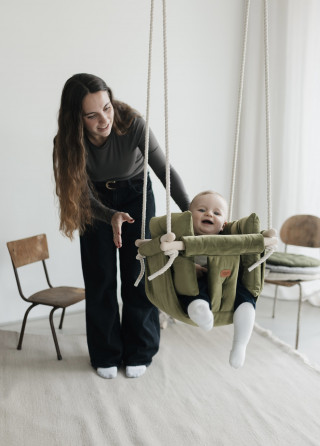 Bohome Classic Olive Green – sobna ljuljaška za bebe i decu 