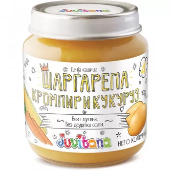 Juvitana kašica mrkva, krompir i kukuruz 128g 