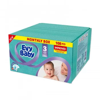 Evy baby pelene box 3 midi 5-9kg 108kom 