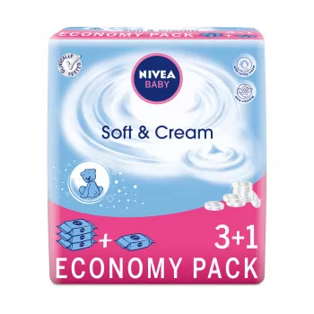 Nivea baby vlažne maramice soft&cream 4x63kom 
