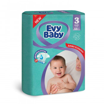 Evy baby pelene jumbo 3 midi 5-9kg 68kom 