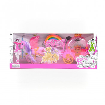 HK Mini igračka set konjić sa kočijom, roze 