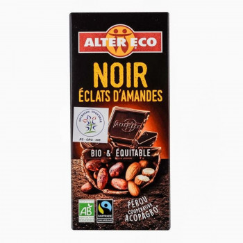 Alter Eco crna čokolada sa komadićima badema 100g 