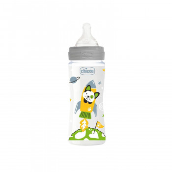 Chicco WB plastična flašica 330ml, silikon, siva 