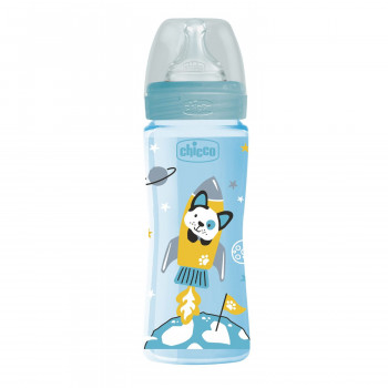 Chicco WB plastična flašica 330ml, silikon, plava 