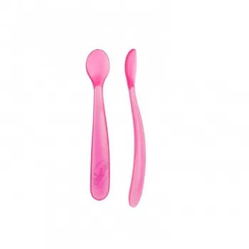 Chicco silikonska kašika, 2kom, roze, 6m+ 