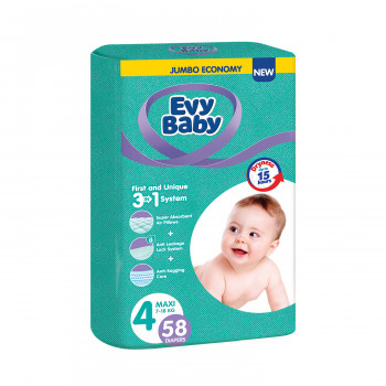 Evy baby pelene jumbo 4 maxi 8-18kg 58kom 3 u 1 