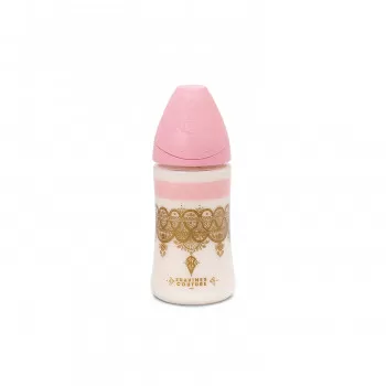 Suavinex flašica 3 protoka 270ml, roze , 0m+ 