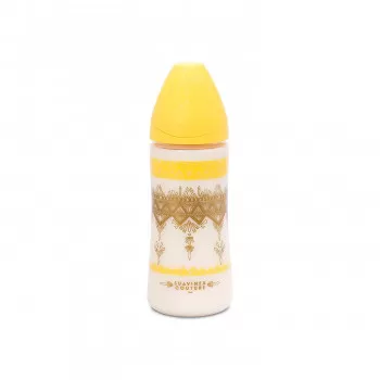 Suavinex flašica brzi protok 360ml, žuta, 4m+ 