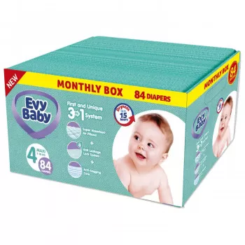 Evy baby pelene Box 4 maxi 7-18kg - 84 kom 3u1 