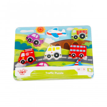 Tooky toy drvena puzzla umetaljka - saobraćaj 