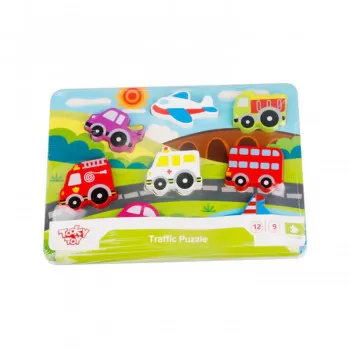 Tooky toy drvena puzzla umetaljka - saobraćaj 