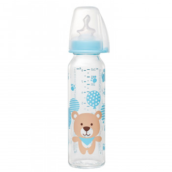 Nip staklena flašica 250ml sil.cucla  0m+,dečak 