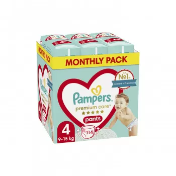 Pampers pants pelene monthly 4 prem. 9-15kg 114kom 