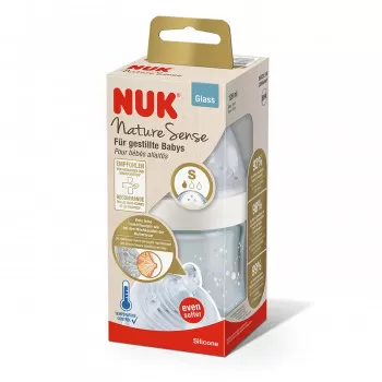 Nuk NS staklena flašica sa term ind 120ml, S 