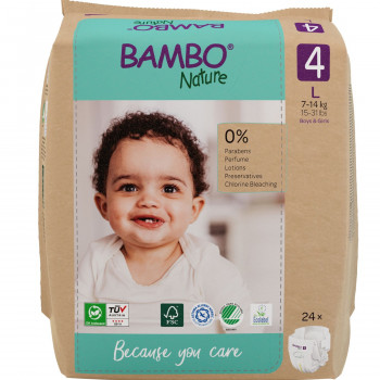 Bambo pelene nature papirno pak. 4  7-14kg 24kom 