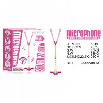HK Mini, mikrofon sa muzikom i svetlom, roze 