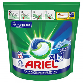 Ariel All in 1 Mountain Spring kaps. za veš 51kom 