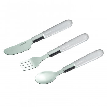 Canpol metalni set nož, viljuška i kašika, beli 