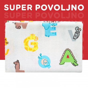 Lillo&Pippo muslin pelena 75x75cm, Abeceda 