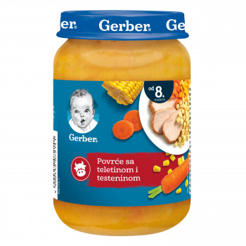 Gerber kašica povrće, teletina i rezanci 190g 