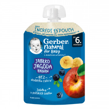 Gerber pouch jabuka, borovnica, banana 80g 