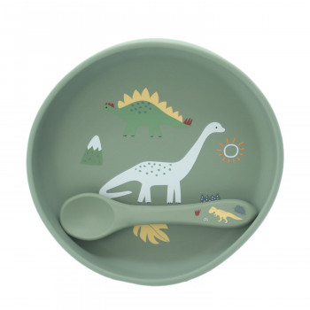 Baby Chef silikonski set za hranjenje, dinosaurus 