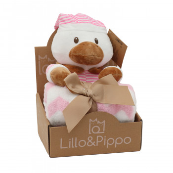 Lillo&Pippo ćebe sa igračkom patka roze 