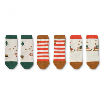 Liewood Silas sokne 3pcs,Holiday / Sandy mix 