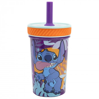 Stor čaša sa silikonskom slamčicom 370 ml Stitch 