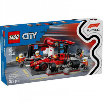 Lego city f1 pit stop and pit crew with ferrari 