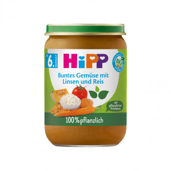 Hipp bio kašica povrće sa crvenim sočivima 190g 