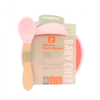 Baby Chef set činija sa kašikom, roze 