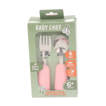 Baby Chef set kašika i viljuška, roze 
