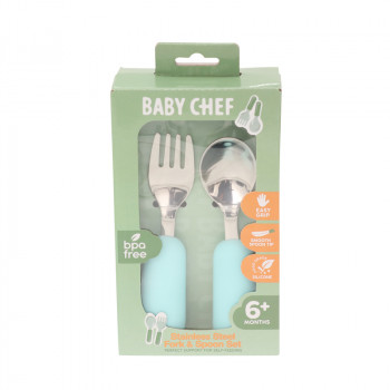 Baby Chef set kašika i viljuška, plavi 
