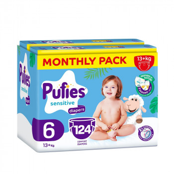 Pufies pelene monthly pack 6 ex.large 13+kg 124kom 
