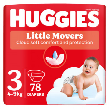 Huggies pelene little movers 3  4-9, 78kom 