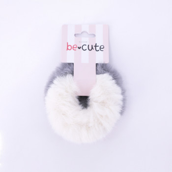 Be Cute Plišana gumica za kosu, bela 