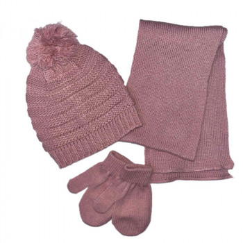 Lillo&Pippo set kapa, šal, rukavice za bebe roze 