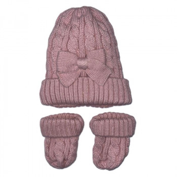 Lillo&Pippo set kapa i rukavice za bebe, roze 