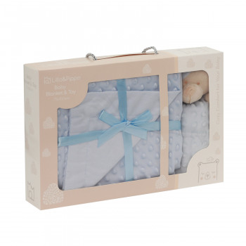 Lillo&Pippo set ćebe i plišana igračka, plavi 