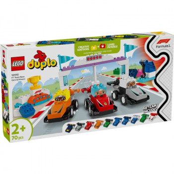 Lego duplo town f1 team race cars  and  drivers 