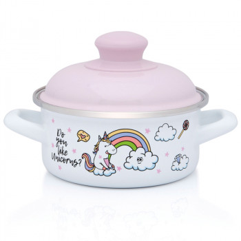 Metalac plitka šerpa 14cm/1l sa poklopcem Unicorns 