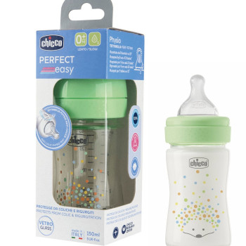 Chicco PE staklena flašica,uni,silikon,150ml 